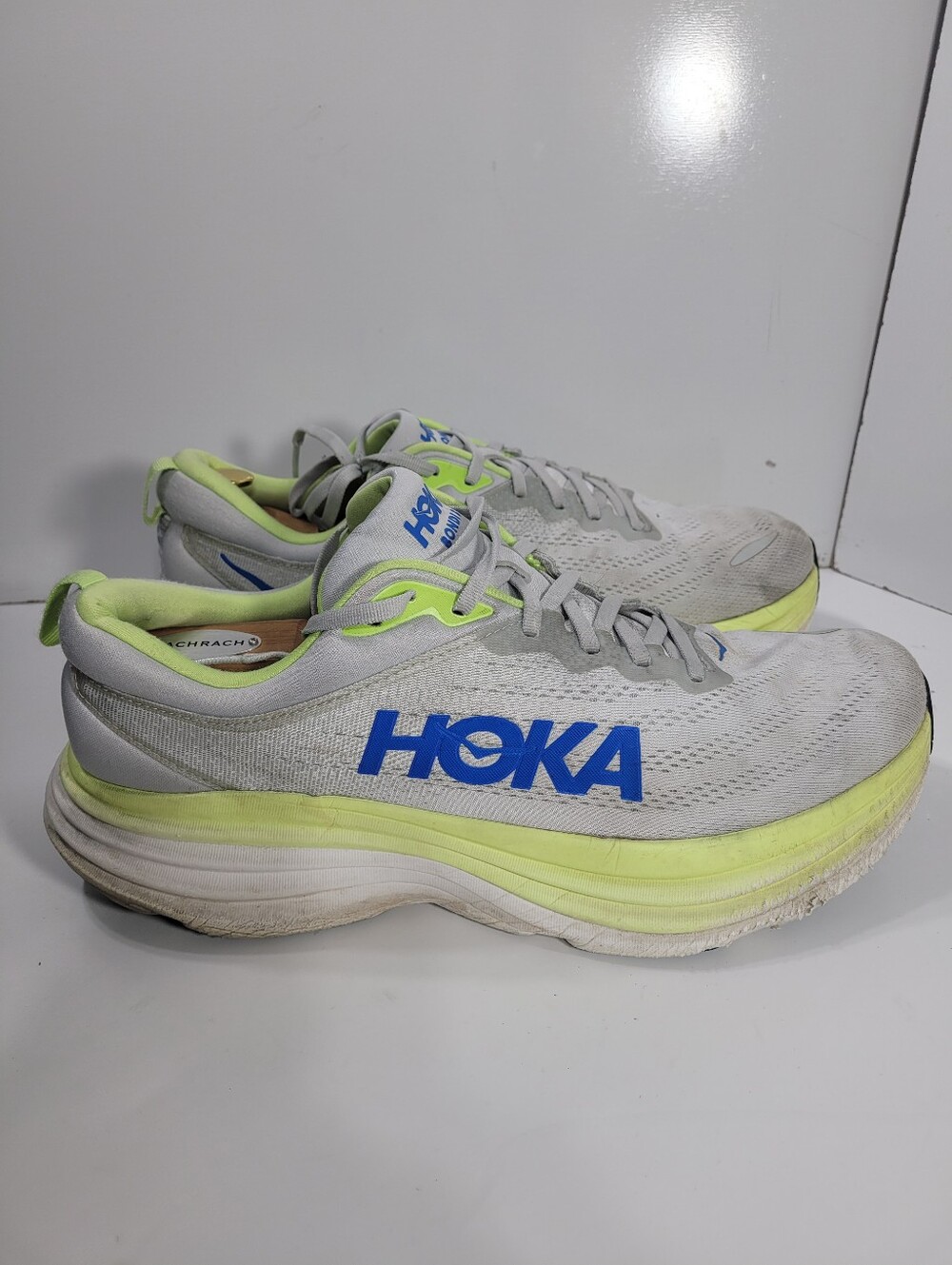Hoka One One Bondi 8 Stardust Lettuce Men Size 13 2E Wide Shoes 1127953 As Is